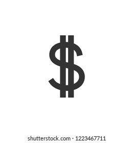 Dollar Sign Icon In Thick Outline Style. Black And White Monochrome Vector Illustration.