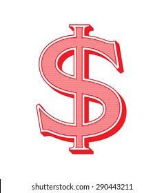 Dollar sign icon. USD currency symbol in vintage style