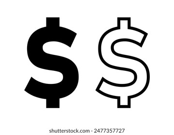 dollar sign icon, vector graphics