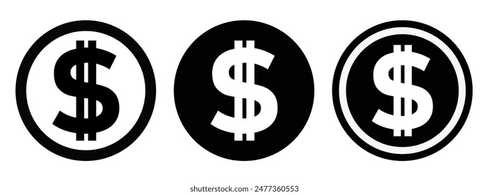 dollar sign icon, vector graphics