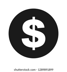Dollar sign icon vector illustration design isolated on flat black round button