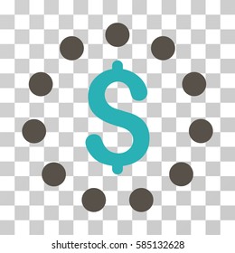 Dollar Sign icon. Vector illustration style is flat iconic bicolor symbol, grey and cyan colors, transparent background. Designed for web and software interfaces.