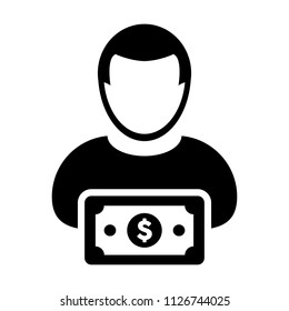 Download Dollar Money Bag Icon Vector Male User Person Profile Avatar With Currency Symbol For Banking ...