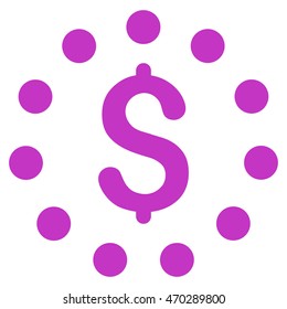 Dollar Sign icon. Vector style is flat iconic symbol with rounded angles, violet color, white background.