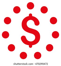 Dollar Sign icon. Vector style is flat iconic symbol with rounded angles, red color, white background.