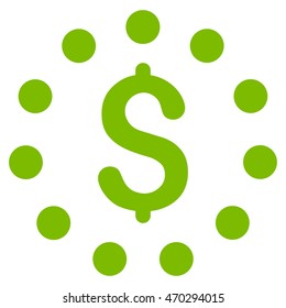 Dollar Sign icon. Vector style is flat iconic symbol with rounded angles, eco green color, white background.