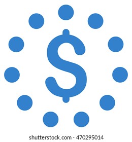 Dollar Sign icon. Vector style is flat iconic symbol with rounded angles, cobalt color, white background.