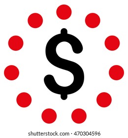 Dollar Sign icon. Vector style is bicolor flat iconic symbol with rounded angles, intensive red and black colors, white background.