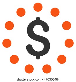 Dollar Sign icon. Vector style is bicolor flat iconic symbol with rounded angles, orange and gray colors, white background.