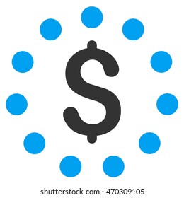 Dollar Sign icon. Vector style is bicolor flat iconic symbol with rounded angles, blue and gray colors, white background.
