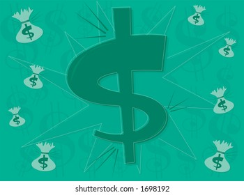 Dollar sign illustration with a retro flair. Fully editable vector file.