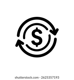 Dollar Sign Inside Circle Arrows Symbolizing Currency Flow