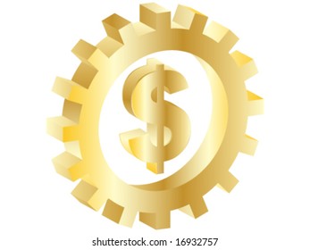 dollar sign inside of gear