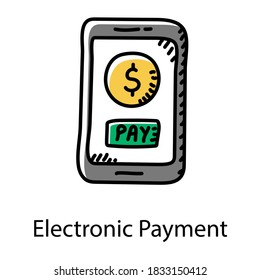 Dollar sign inside smartphone, concept of electronic payment icon