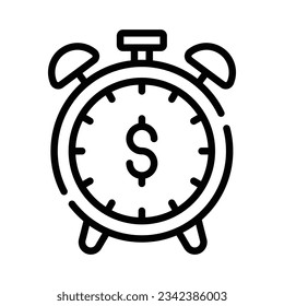 Signo de dólar dentro del cronómetro mostrando el concepto vector de tiempo es dinero, icono de prima
