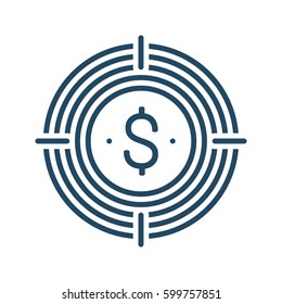 Dollar Sign inside Target vector icon in meaning Target Market