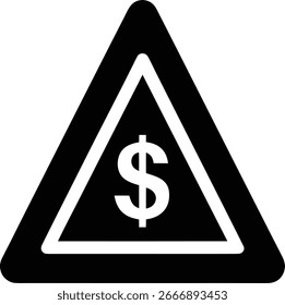 Sinal de dólar dentro de um triângulo de aviso, isolado no fundo branco