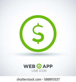 dollar sign isolated minimal icon. financial graph line vector icon for websites and mobile minimalistic flat design. 