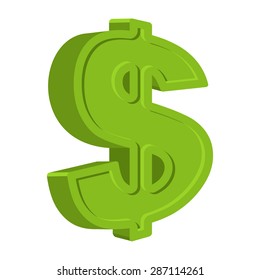 Dollar sign isolated on a white background. Emblem of American money in a cartoon style. Vector icon
