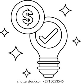 Ein Dollarzeichen und eine Glühbirne sind miteinander verbunden. Das Dollarzeichen steht für Geld und die Glühbirne für eine Idee oder ein neues Konzept