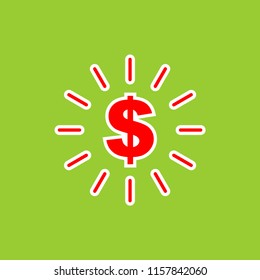 Dollar sign with light vector icon