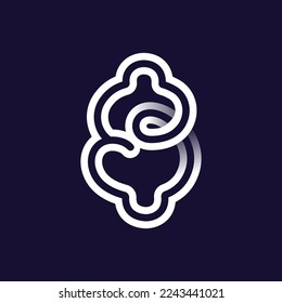 Logo del signo del dólar hecho de dos líneas blancas paralelas sobre fondo negro. Icono de bucle infinito. Un elegante emblema que se apodera. Ideal para aplicaciones dinámicas, diseño minimalista, identidad deportiva, adv tecnológica.