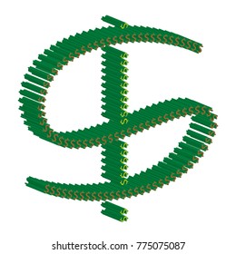 A dollar sign made up of smaller three dimensional shaped dollar signs.