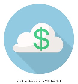 dollar sign in the magnifying glass. Stock vector