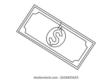 Dollar sign minimalist outline illustration