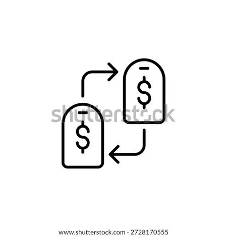 Dollar Sign Mobile Transfer Outline Icon Vector Illustration