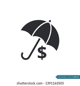 Dollar Sign Money and Umbrella Icon Vector Template Flat Design