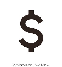 Signo de dólar. Símbolo vectorial de dinero aislado en fondo blanco.