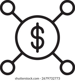 Finanzierungskonzept für die Netzwerkverbindung mit Dollarzeichen