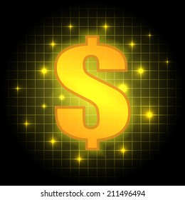 Dollar Sign On Abstract Background. Vector Illustration.