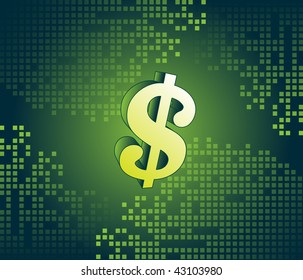 Signo de dólar en el fondo abstracto