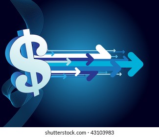 Signo de dólar en el fondo abstracto