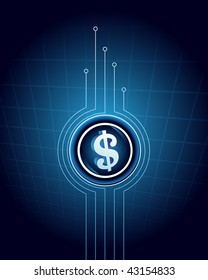 Signo de dólar en el fondo abstracto
