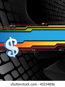 Signo de dólar en el fondo abstracto