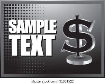 dollar sign on black halftone banner