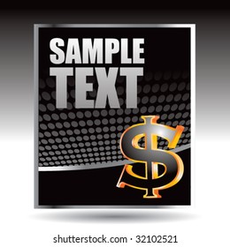 dollar sign on black halftone banner