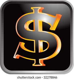 dollar sign on black web button