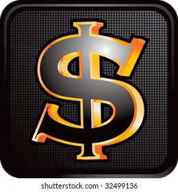 dollar sign on black web button