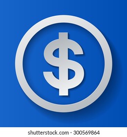 Dollar Sign on Blue Background, Vector Illustration