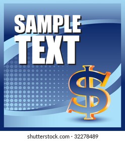 dollar sign on blue halftone banner