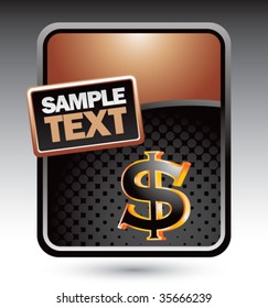 dollar sign on bronze and black halftone backdrop