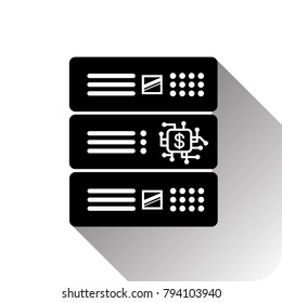 Dollar Sign On Computer Chip In Data Center Processor Icon Vector Illustration