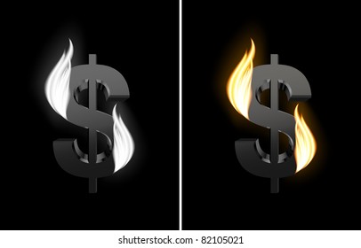 Dollar sign on fire