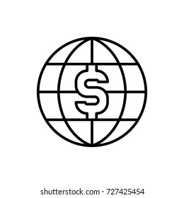 dollar sign on globe icon