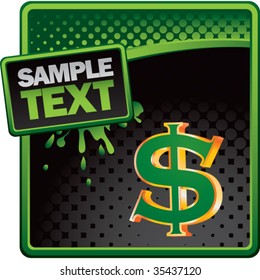 dollar sign on green splat banner