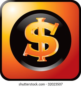 dollar sign on orange web button
